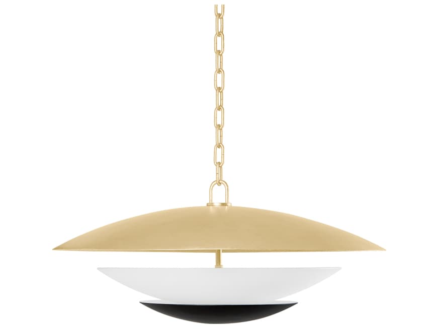 Corbett Lighting Adara 4-Light Vintage Gold Leaf Soft Black Dome Pendant