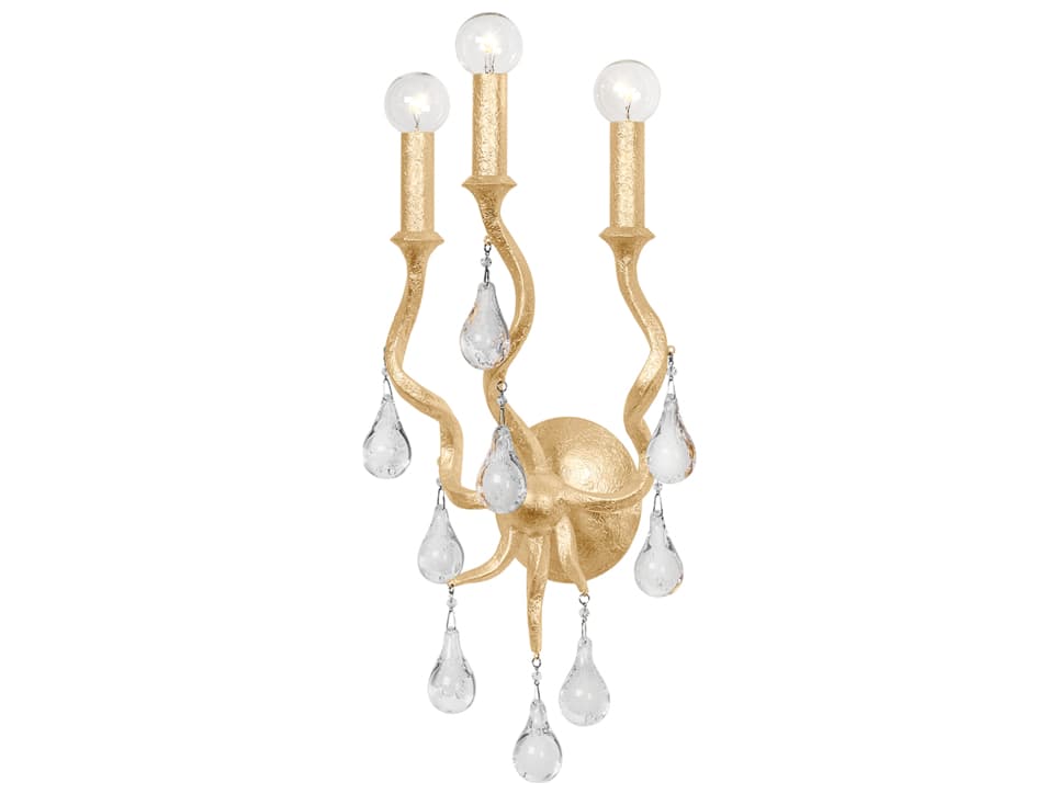Corbett Lighting Aveline 3-Light Gold Leaf Crystal Wall Sconce