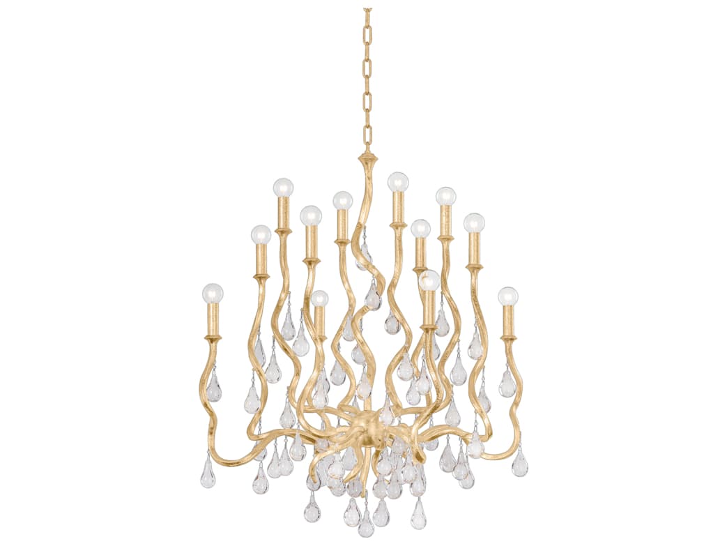 Corbett Lighting Aveline 12-Light Gold Leaf Crystal Chandelier