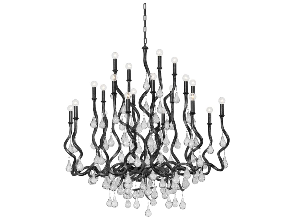 Corbett Lighting Aveline 20-Light Black Silver Leaf Crystal Chandelier