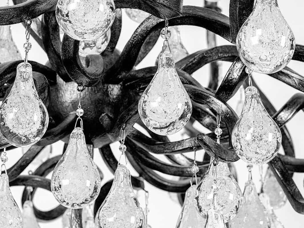 Corbett Lighting Aveline 20-Light Black Silver Leaf Crystal Chandelier