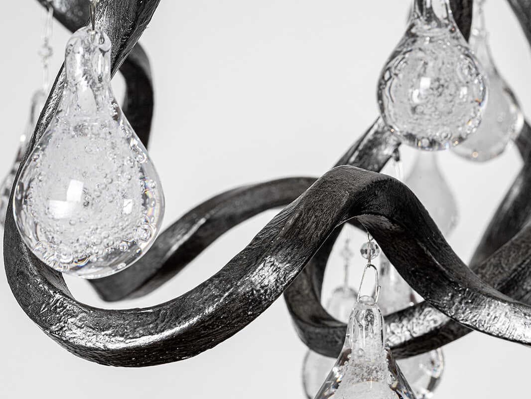 Corbett Lighting Aveline 20-Light Black Silver Leaf Crystal Chandelier