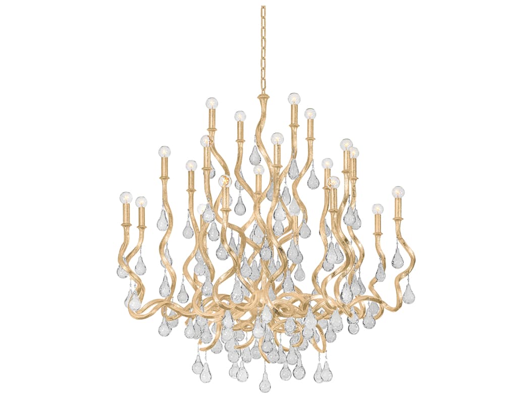 Corbett Lighting Aveline 20-Light Gold Leaf Crystal Chandelier