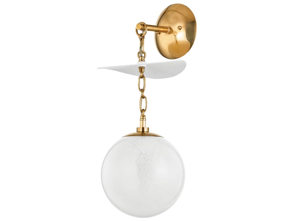 Corbett Lighting Antoinette 1-Light Vintage Brass White Glass Wall Sconce