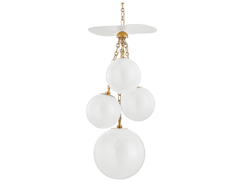 Corbett Lighting Antoinette 4-Light Vintage Brass White Glass Globe Pendant