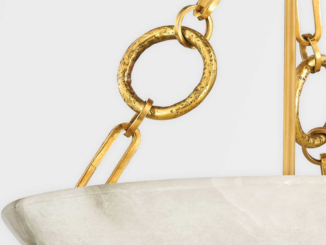 Corbett Lighting Yadira 4-Light Vintage Brass White Glass Bowl Semi Flush Mount