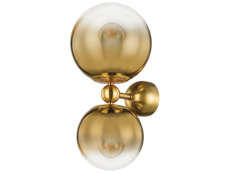 Corbett Lighting Kyoto 2-Light Vintage Polished Brass Glass Wall Sconce