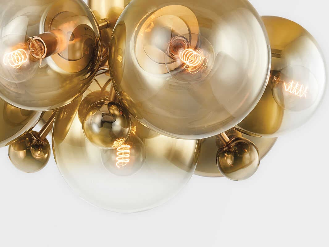 Corbett Lighting Kyoto 7-Light Vintage Polished Brass Glass Globe Sputnik Flush Mount