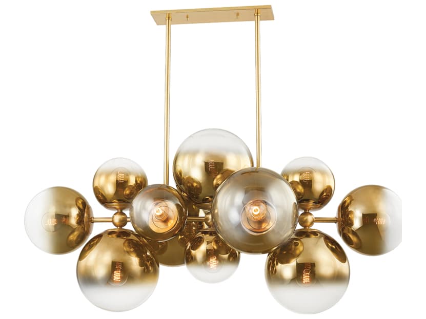 Corbett Lighting Kyoto 12-Light Vintage Polished Brass Glass Globe Sputnik Island Pendant