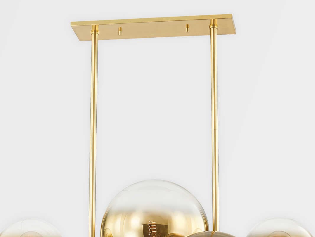 Corbett Lighting Kyoto 12-Light Vintage Polished Brass Glass Globe Sputnik Island Pendant