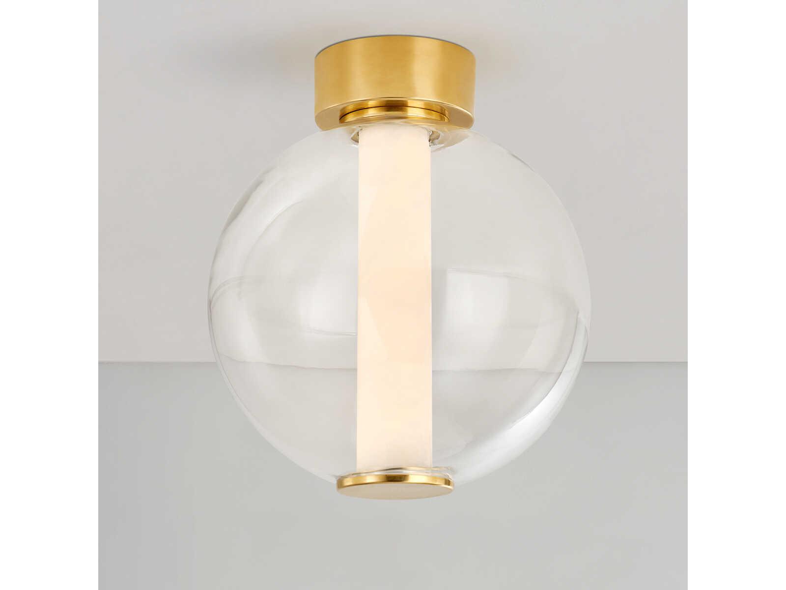 Corbett Lighting Pietra 1-Light Vintage Brass White Glass LED Globe Flush Mount