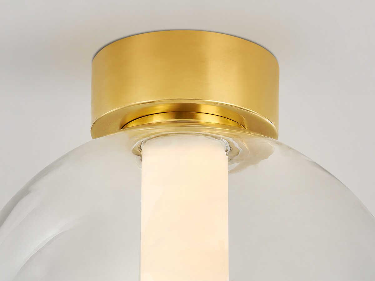 Corbett Lighting Pietra 1-Light Vintage Brass White Glass LED Globe Flush Mount