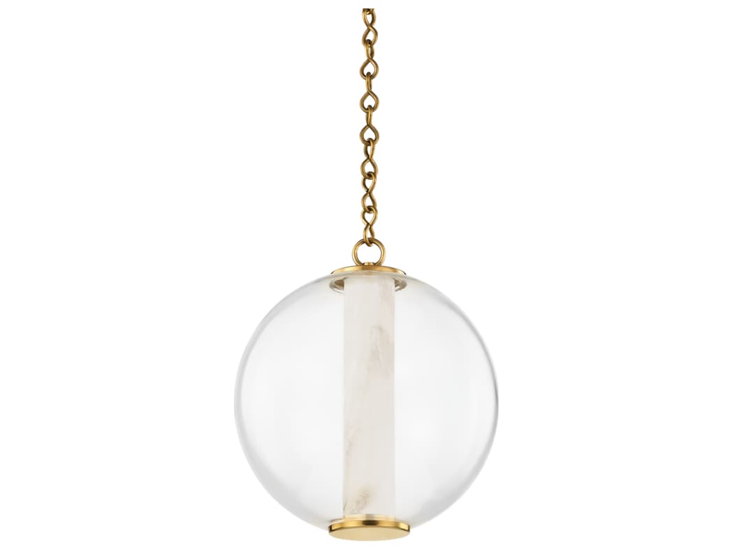 Corbett Lighting Pietra 1-Light Vintage Brass White Glass LED Globe Mini Pendant