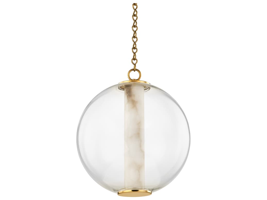 Corbett Lighting Pietra 1-Light Vintage Brass White Glass LED Globe Pendant