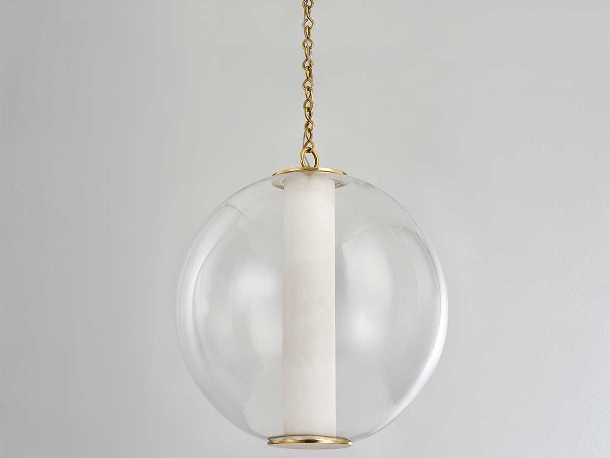Corbett Lighting Pietra 1-Light Vintage Brass White Glass LED Globe Pendant