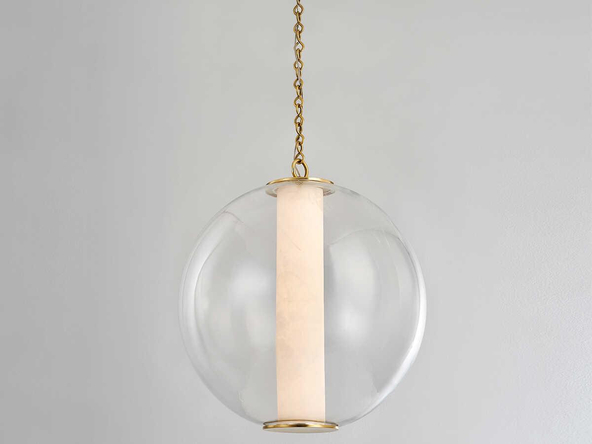 Corbett Lighting Pietra 1-Light Vintage Brass White Glass LED Globe Pendant