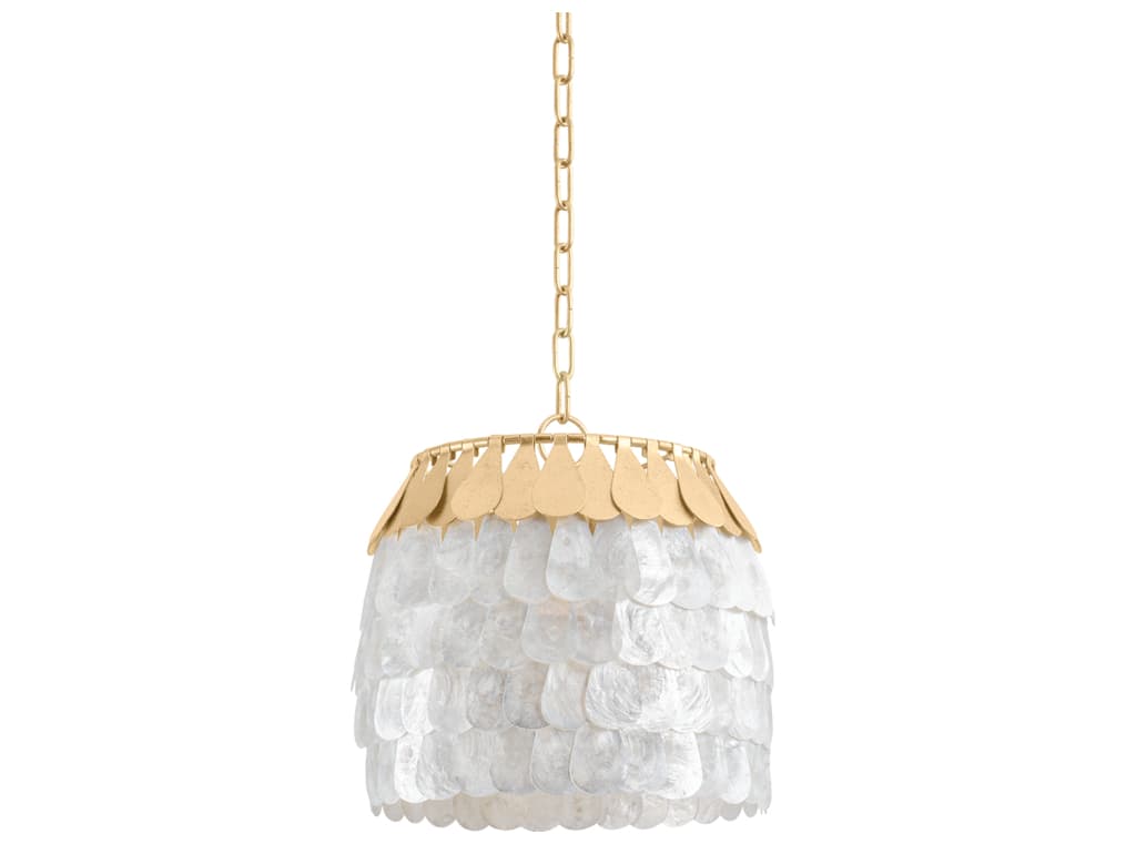 Corbett Lighting Coralie 1-Light Vintage Gold Leaf Round Pendant