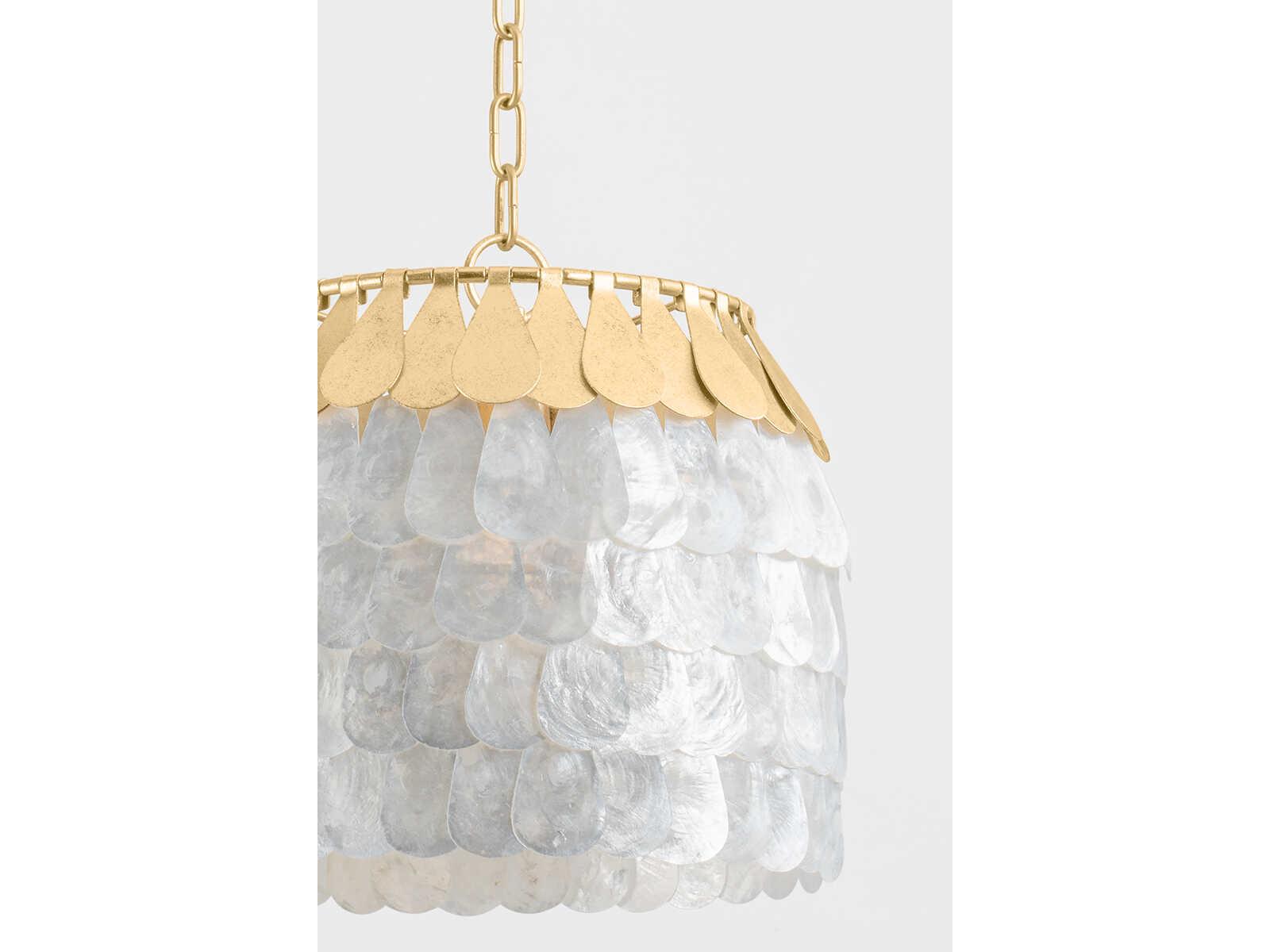 Corbett Lighting Coralie 1-Light Vintage Gold Leaf Round Pendant