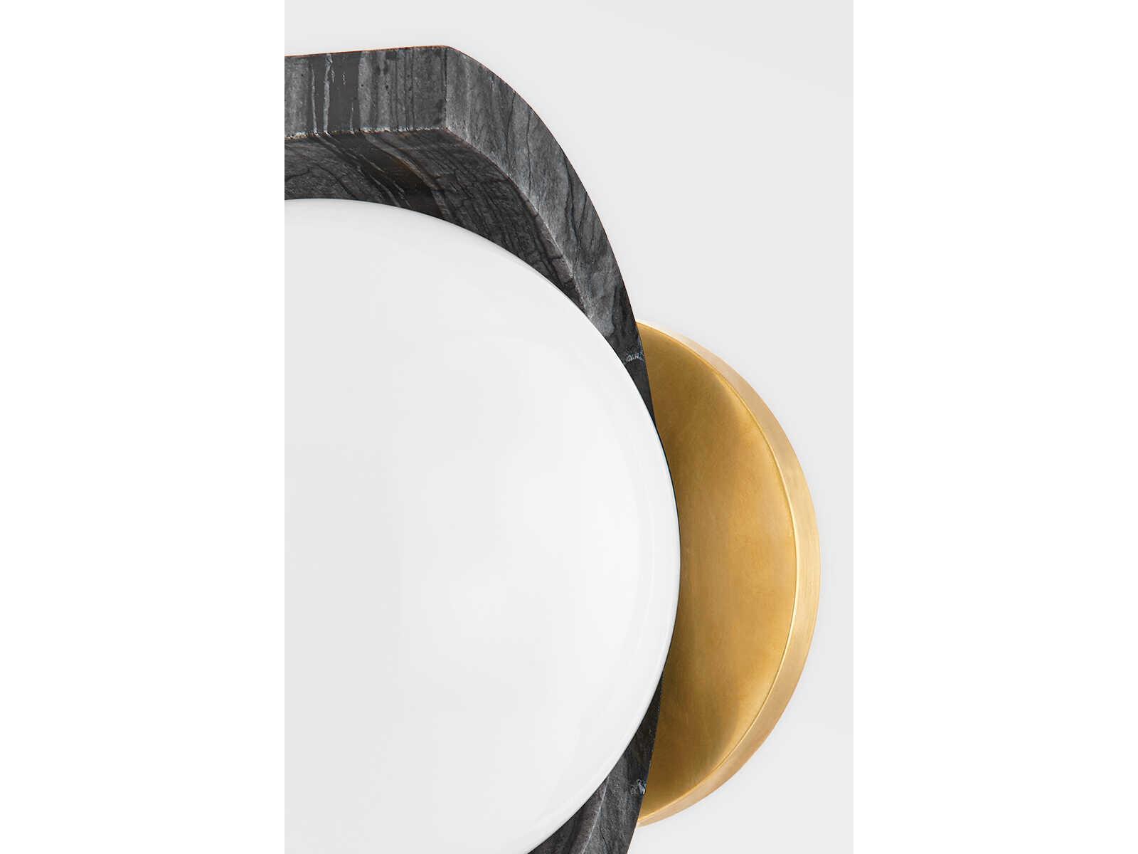 Corbett Lighting Zurich 1-Light Vintage Brass Black Glass Wall Sconce