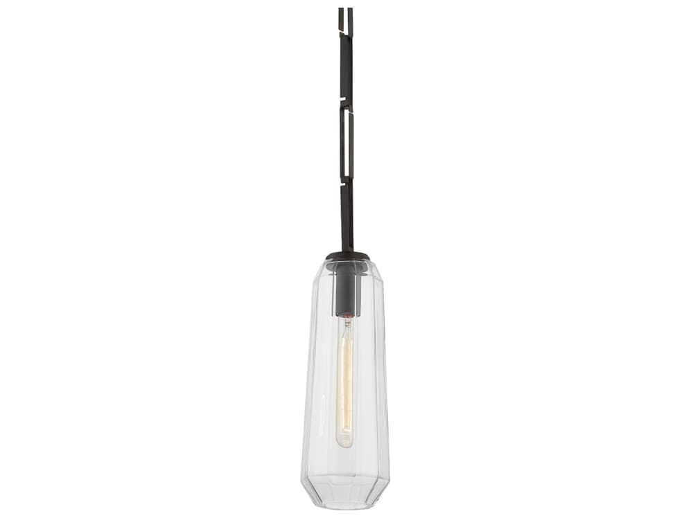 Corbett Lighting Copenhagen 1-Light Black Brass Glass Cylinder Mini Pendant