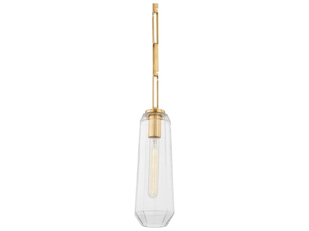Corbett Lighting Copenhagen 1-Light Vintage Brass Glass Cylinder Mini Pendant