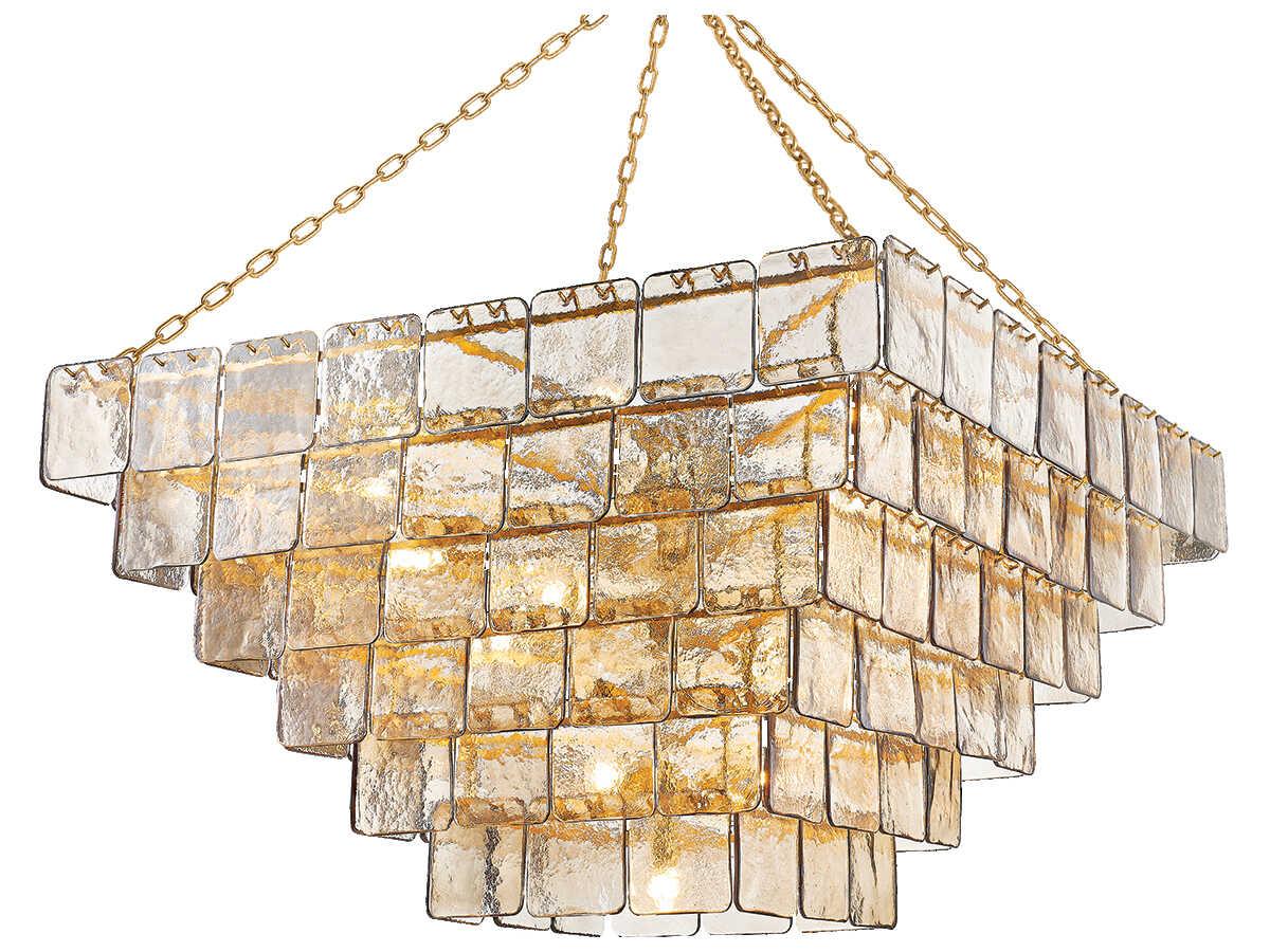 Corbett Lighting Regal 29-Light Vintage Gold Leaf Brass Tiered Chandelier