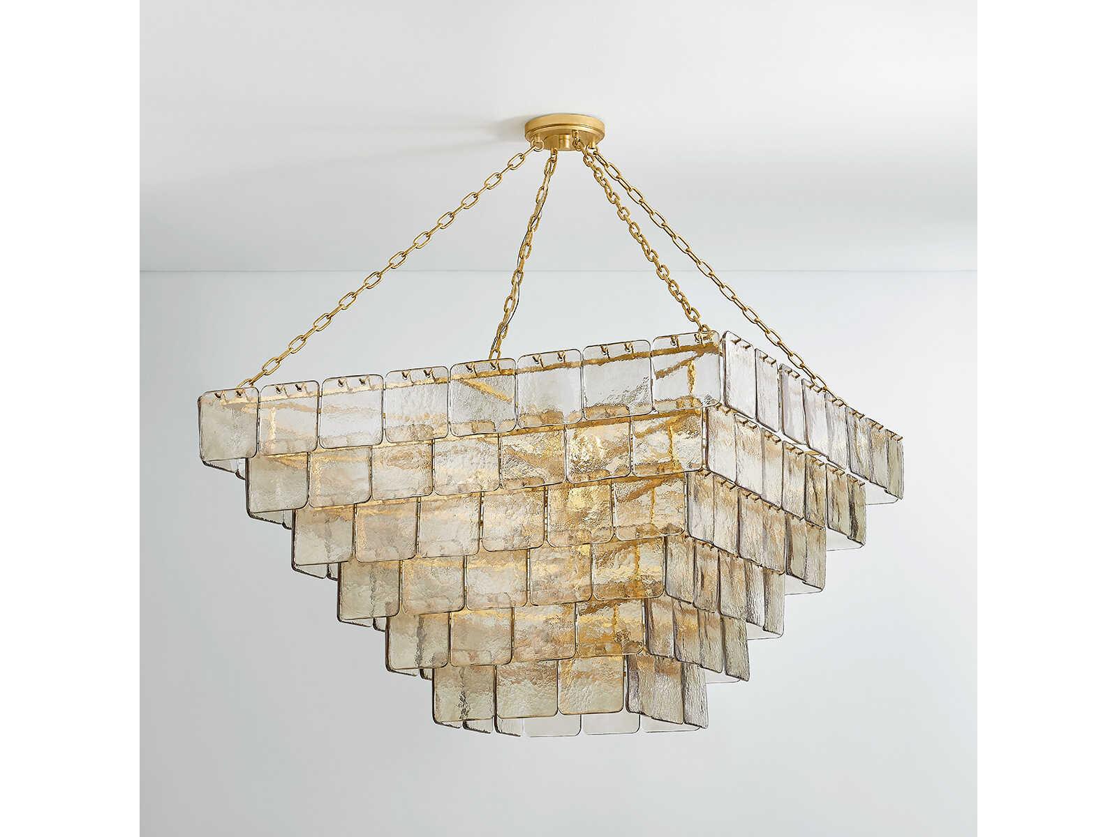 Corbett Lighting Regal 29-Light Vintage Gold Leaf Brass Tiered Chandelier