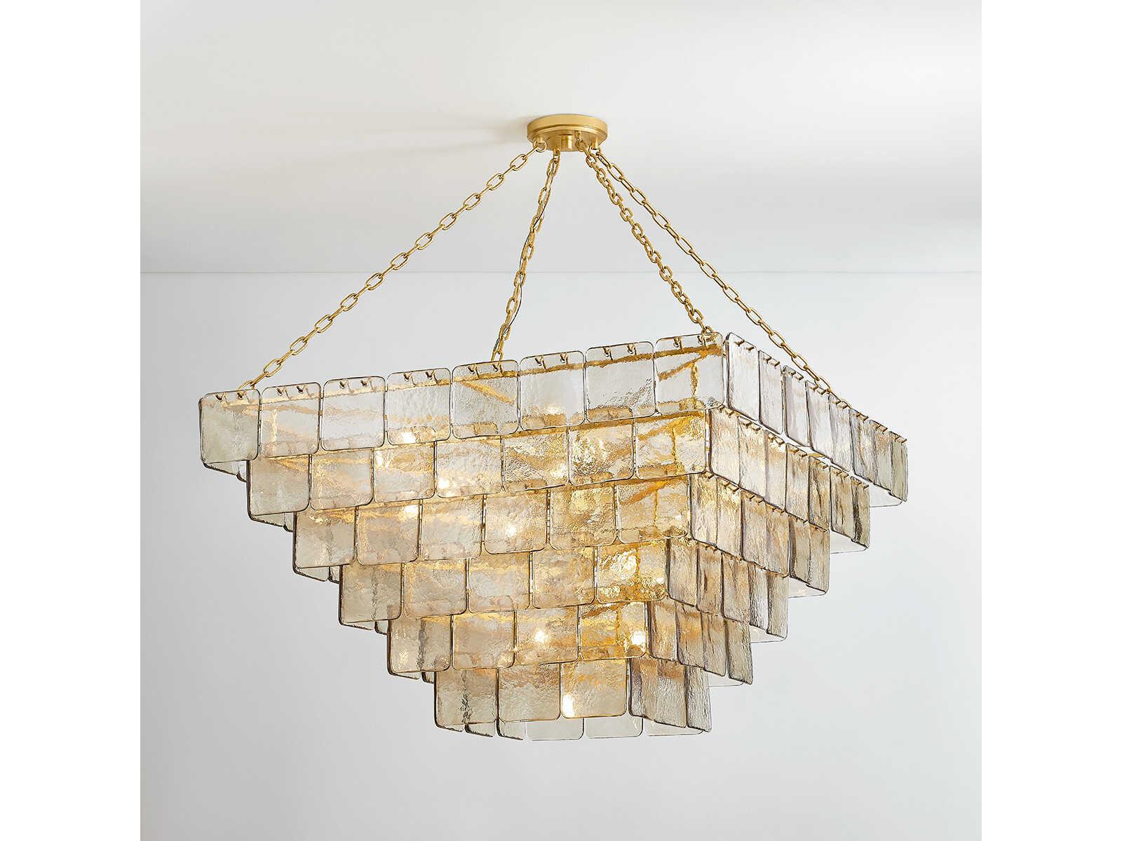 Corbett Lighting Regal 29-Light Vintage Gold Leaf Brass Tiered Chandelier