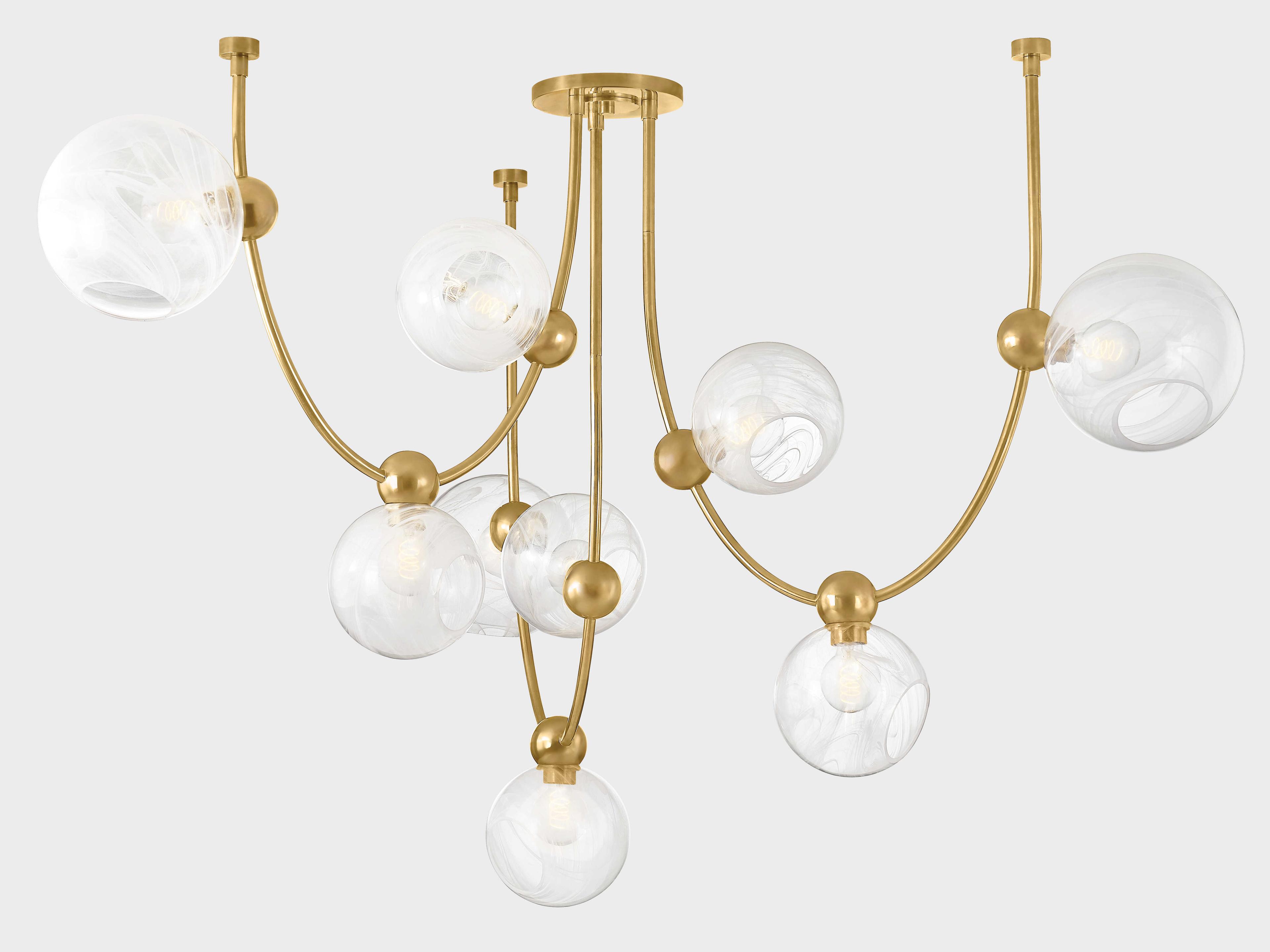 Corbett Lighting Astraia 9-Light Vintage Brass Globe Chandelier