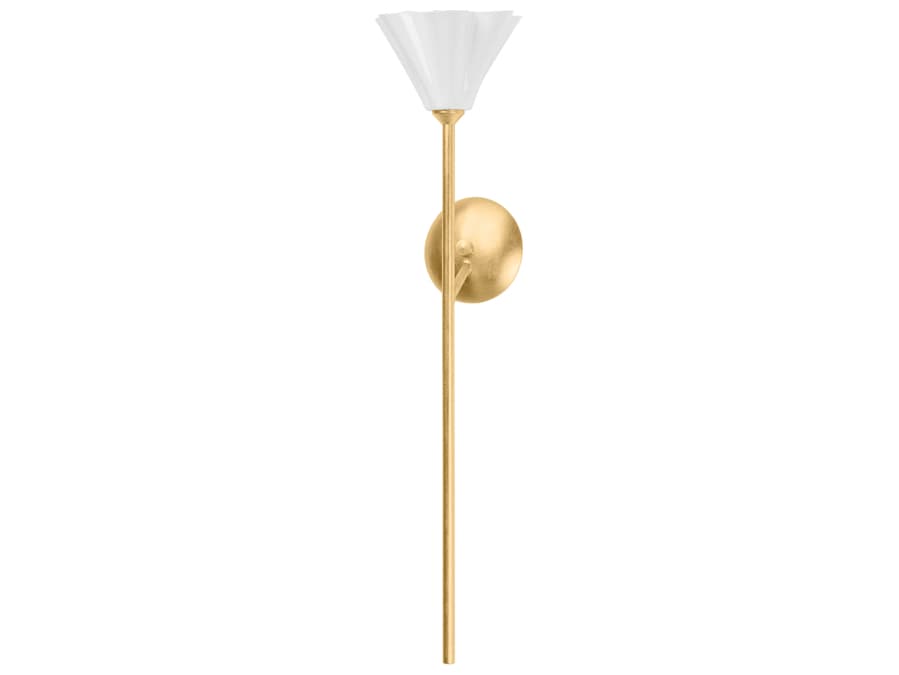 Corbett Lighting Julieta 1-Light Vintage Gold Leaf White Wall Sconce