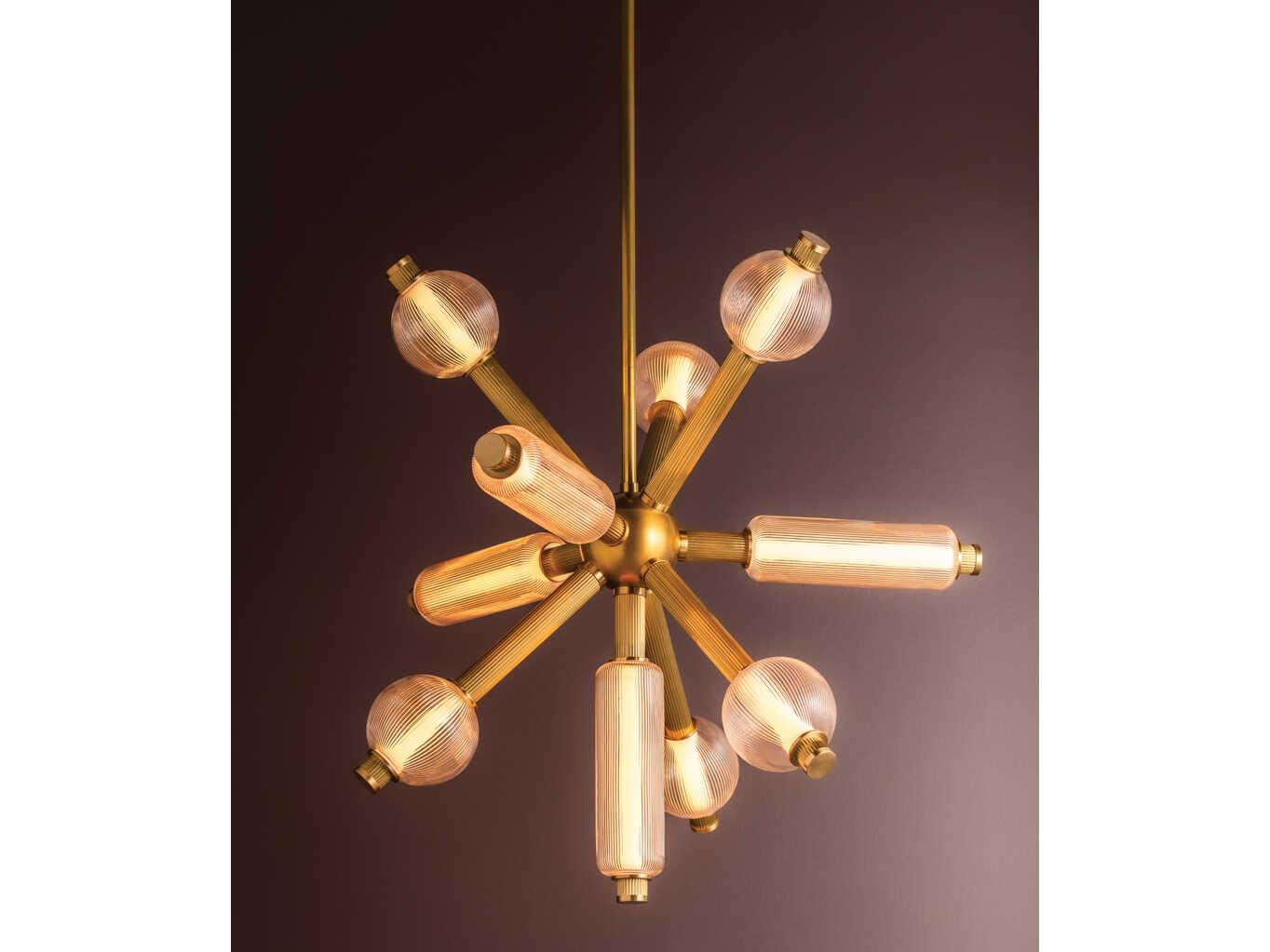 Corbett Lighting Atom 10-Light Vintage Brass Pendant