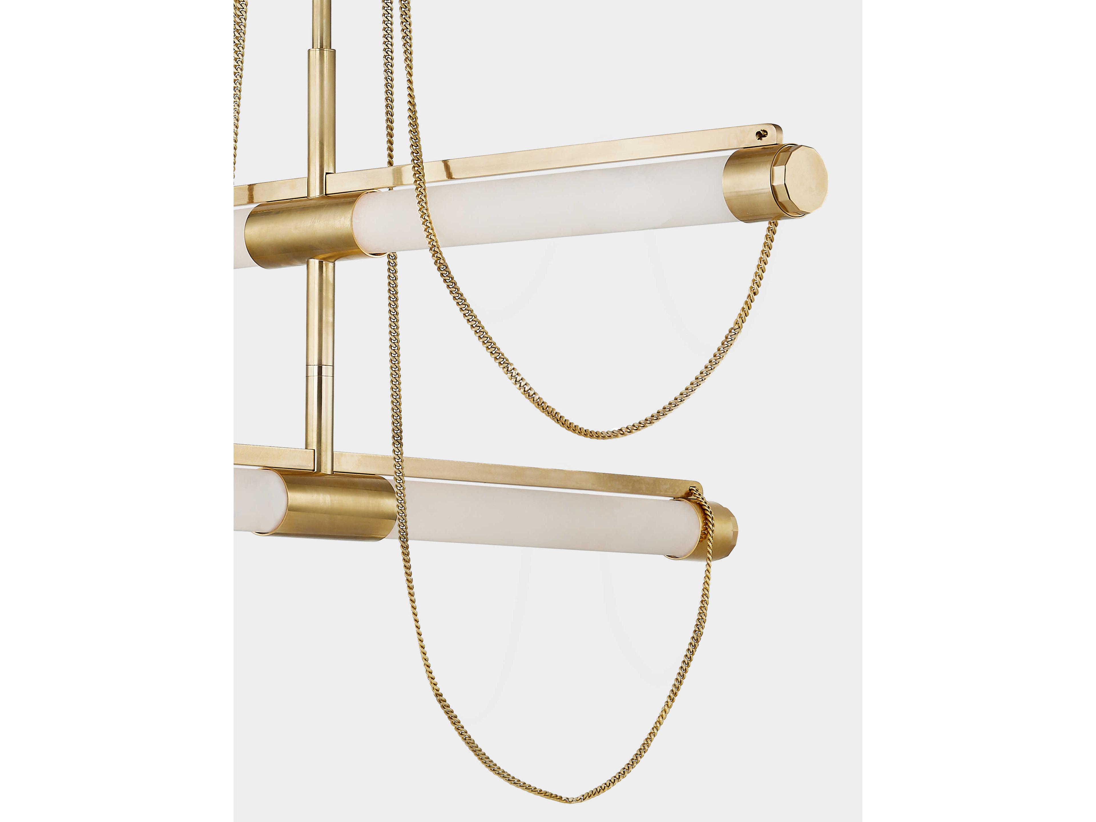 Corbett Lighting Lariat 4-Light Vintage Brass Linear Tiered Island Pendant