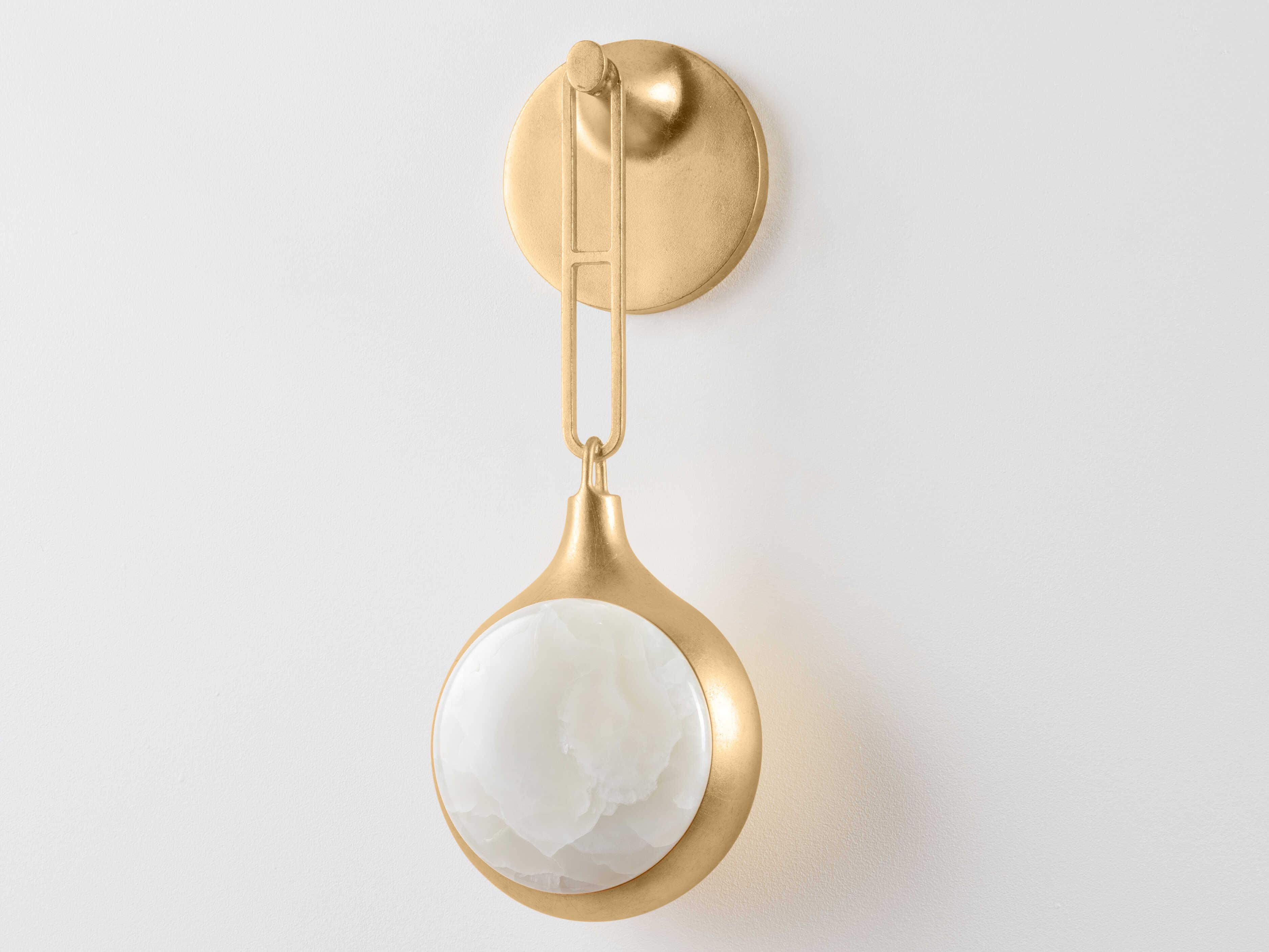 Corbett Lighting Riviere 1-Light Vintage Gold Leaf Brass Wall Sconce