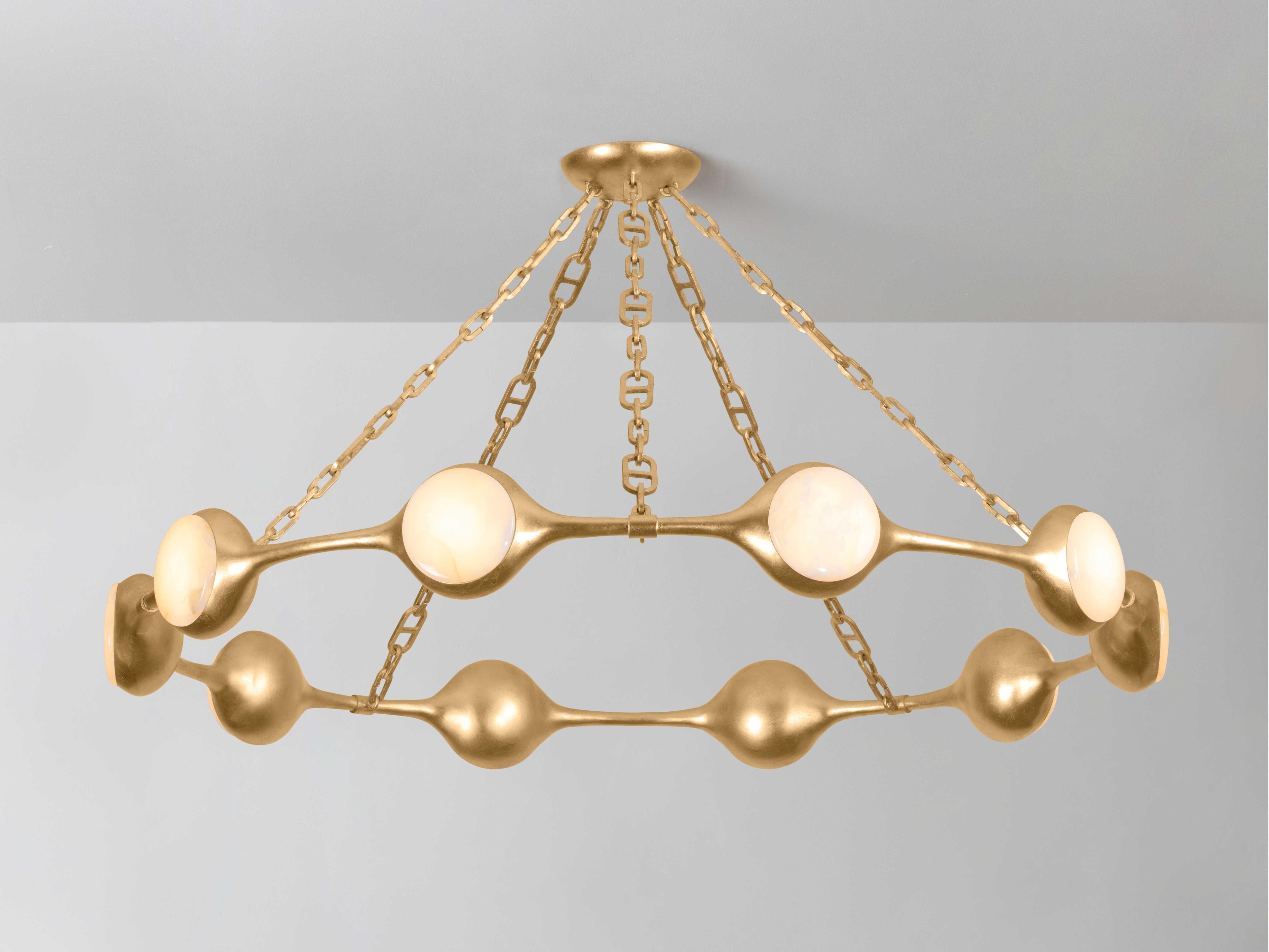 Corbett Lighting Riviere 10-Light Vintage Gold Leaf Round Chandelier