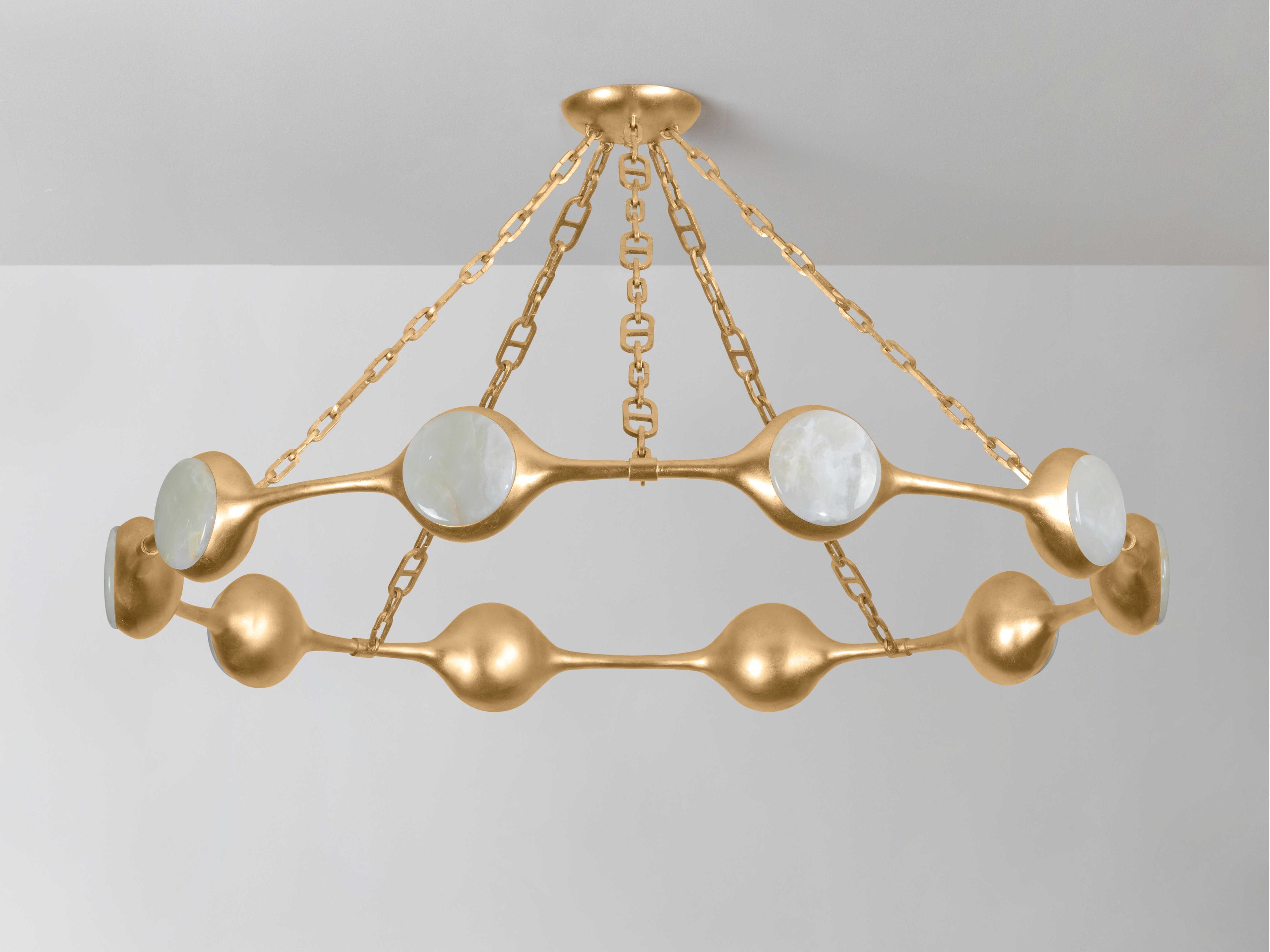 Corbett Lighting Riviere 10-Light Vintage Gold Leaf Round Chandelier
