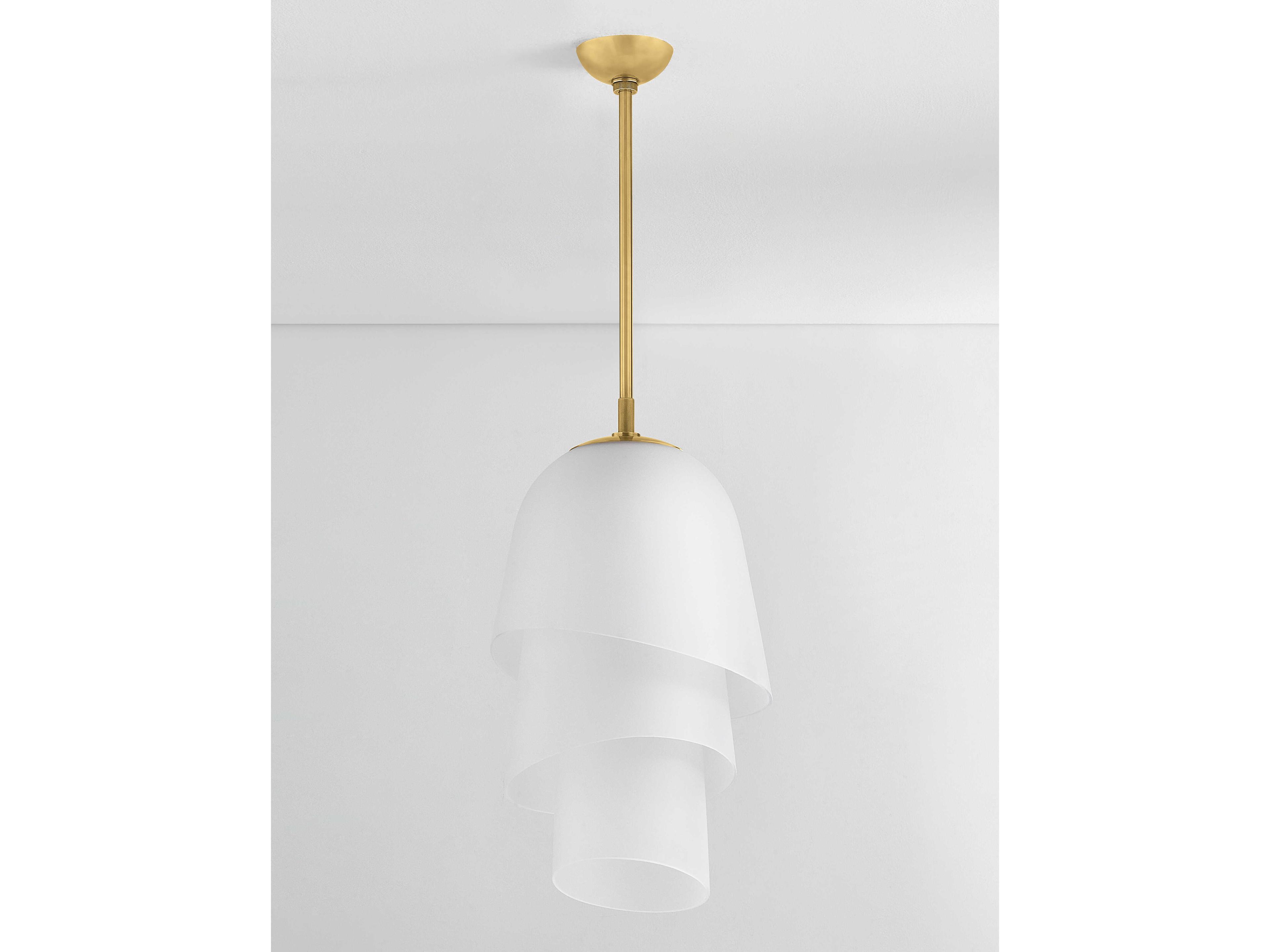 Corbett Lighting Hela 1-Light Vintage Brass White Pendant