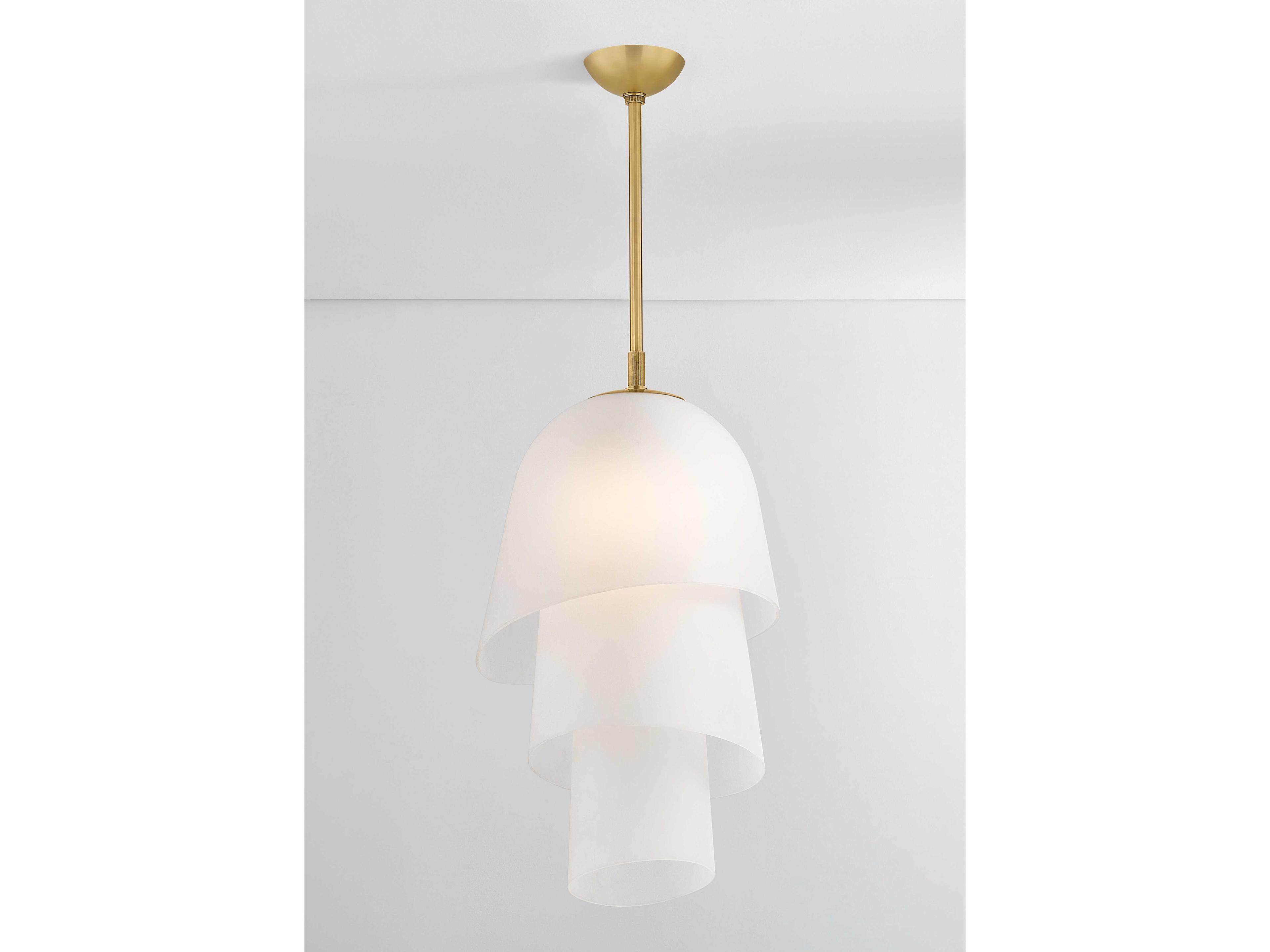 Corbett Lighting Hela 1-Light Vintage Brass White Pendant