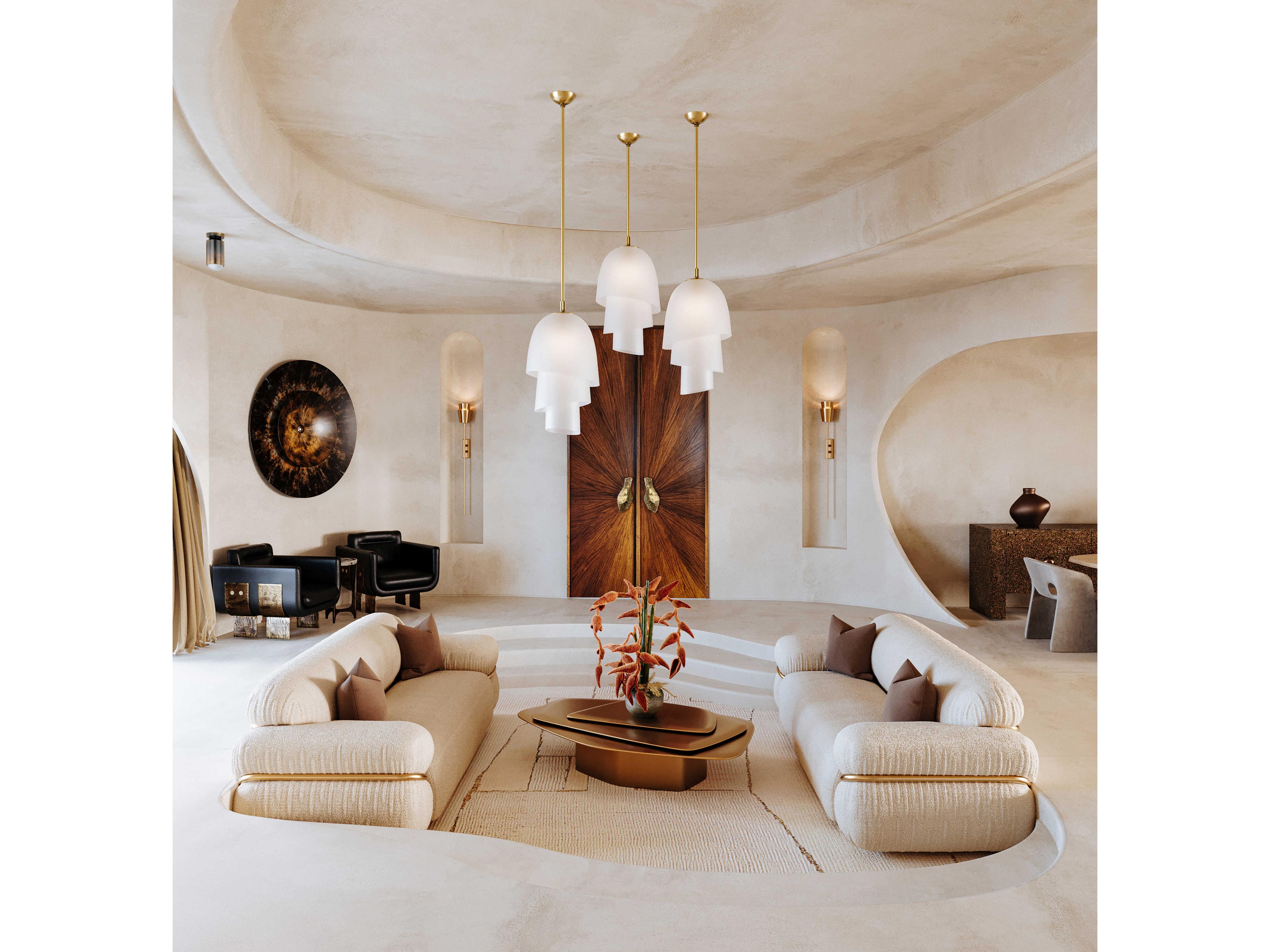 Corbett Lighting Hela 1-Light Vintage Brass White Pendant