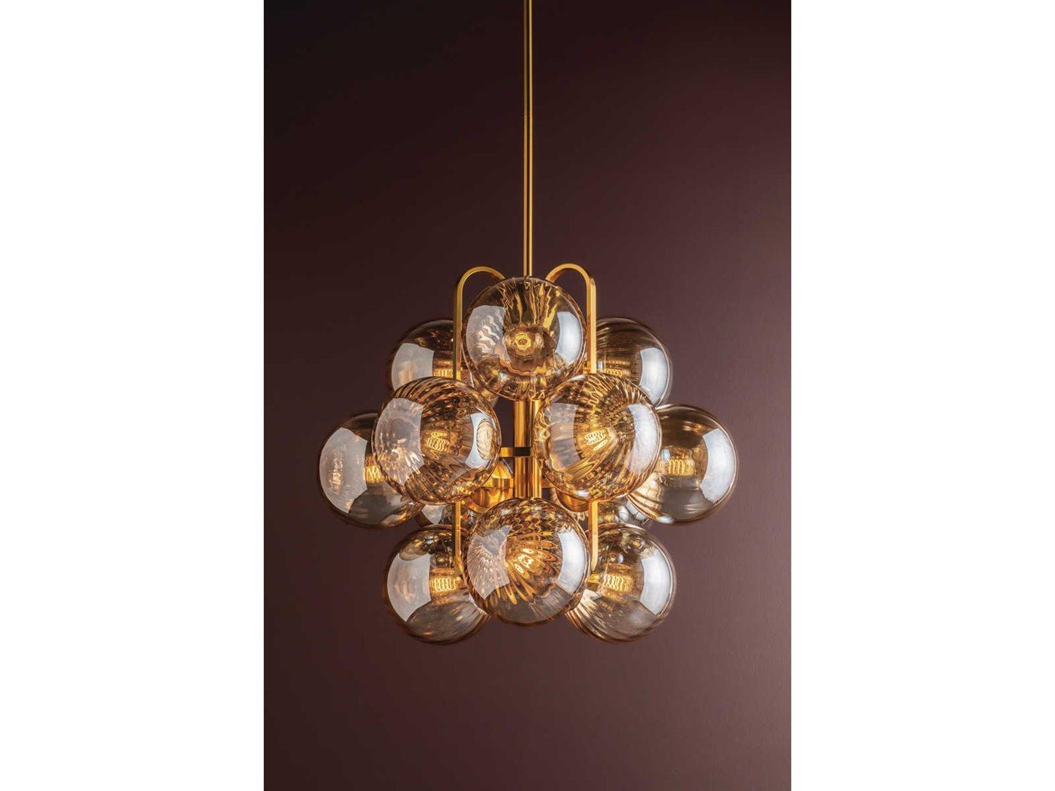 Corbett Lighting Cronus 12-Light Vintage Polished Brass Globe Chandelier