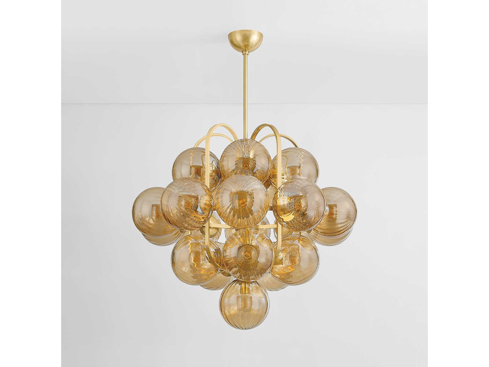 Corbett Lighting Cronus 21-Light Vintage Polished Brass Globe Chandelier