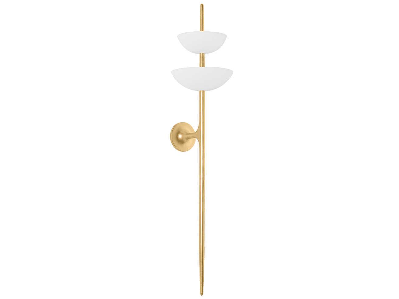 Corbett Lighting Evander 2-Light Vintage Gold Leaf Gesso White Wall Sconce