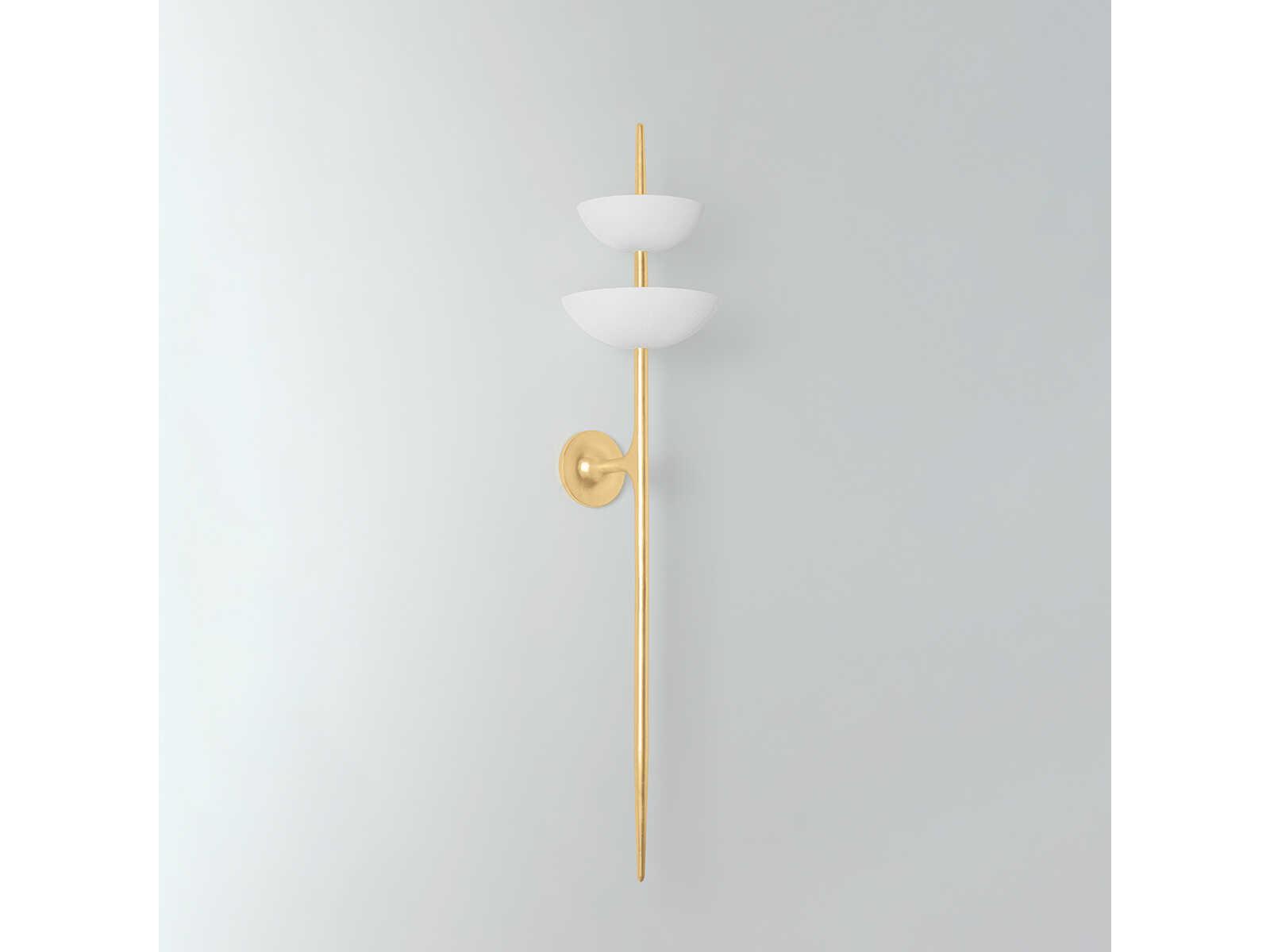 Corbett Lighting Evander 2-Light Vintage Gold Leaf Gesso White Wall Sconce