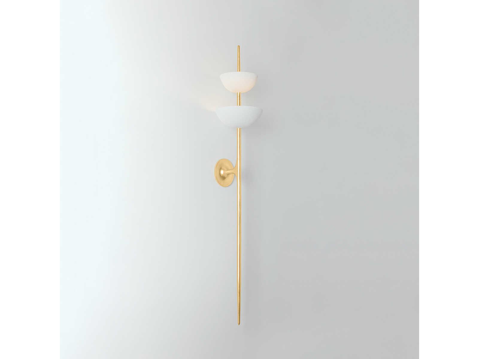 Corbett Lighting Evander 2-Light Vintage Gold Leaf Gesso White Wall Sconce