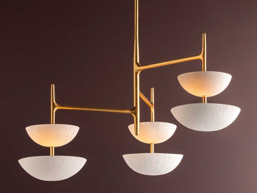 Corbett Lighting Evander 6-Light Vintage Gold Leaf Gesso White Bowl Chandelier