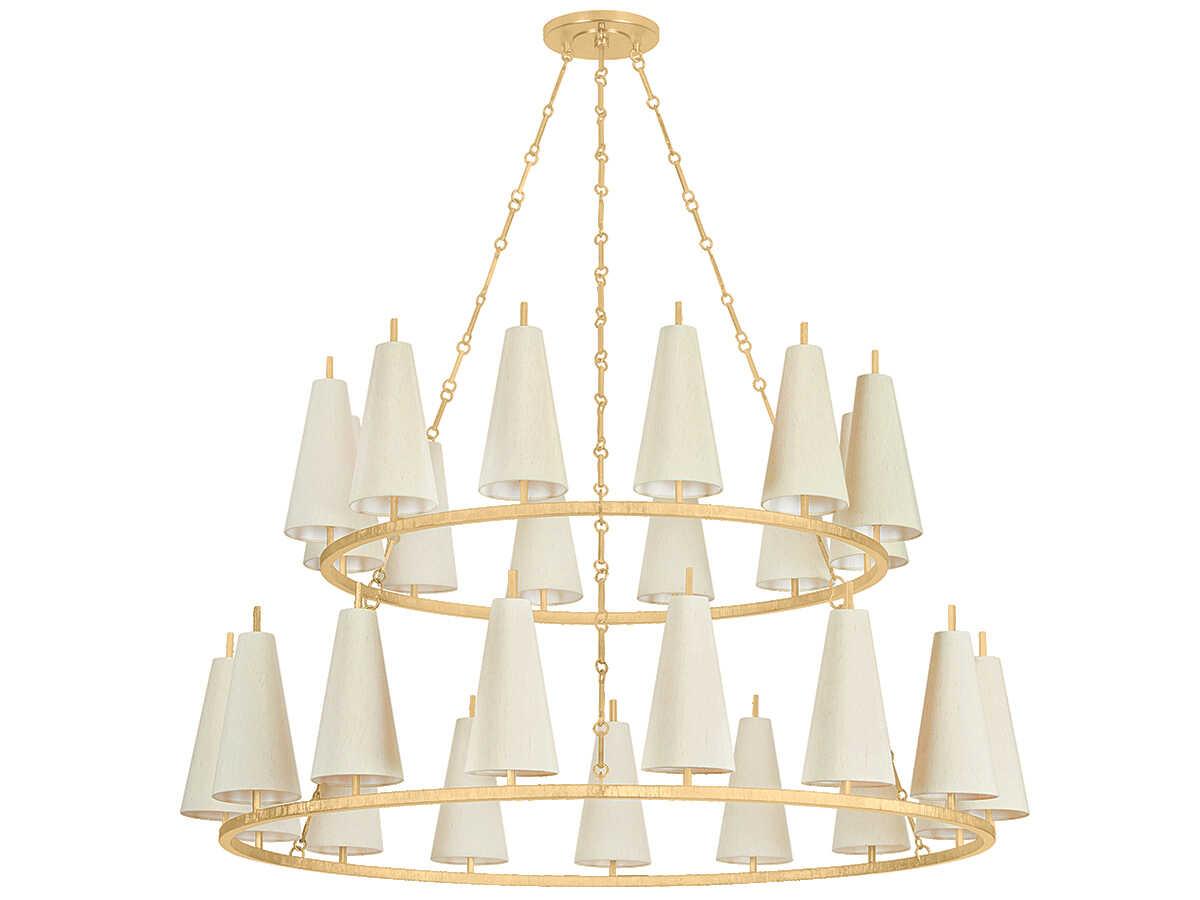 Corbett Lighting Tirana 27-Light Vintage Gold Leaf Tiered Chandelier