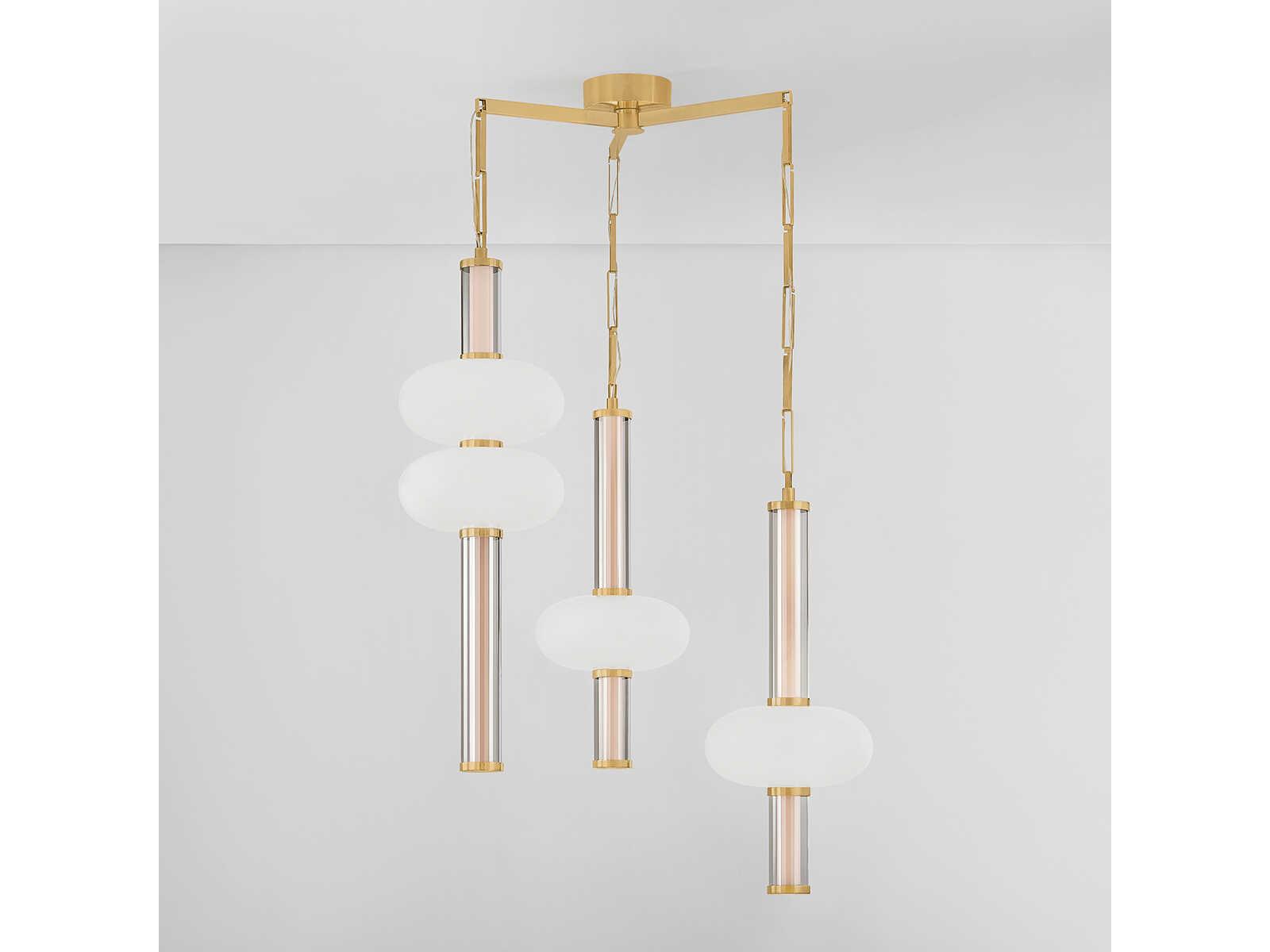 Corbett Lighting Corbin 3-Light Vintage Brass Cylinder Chandelier