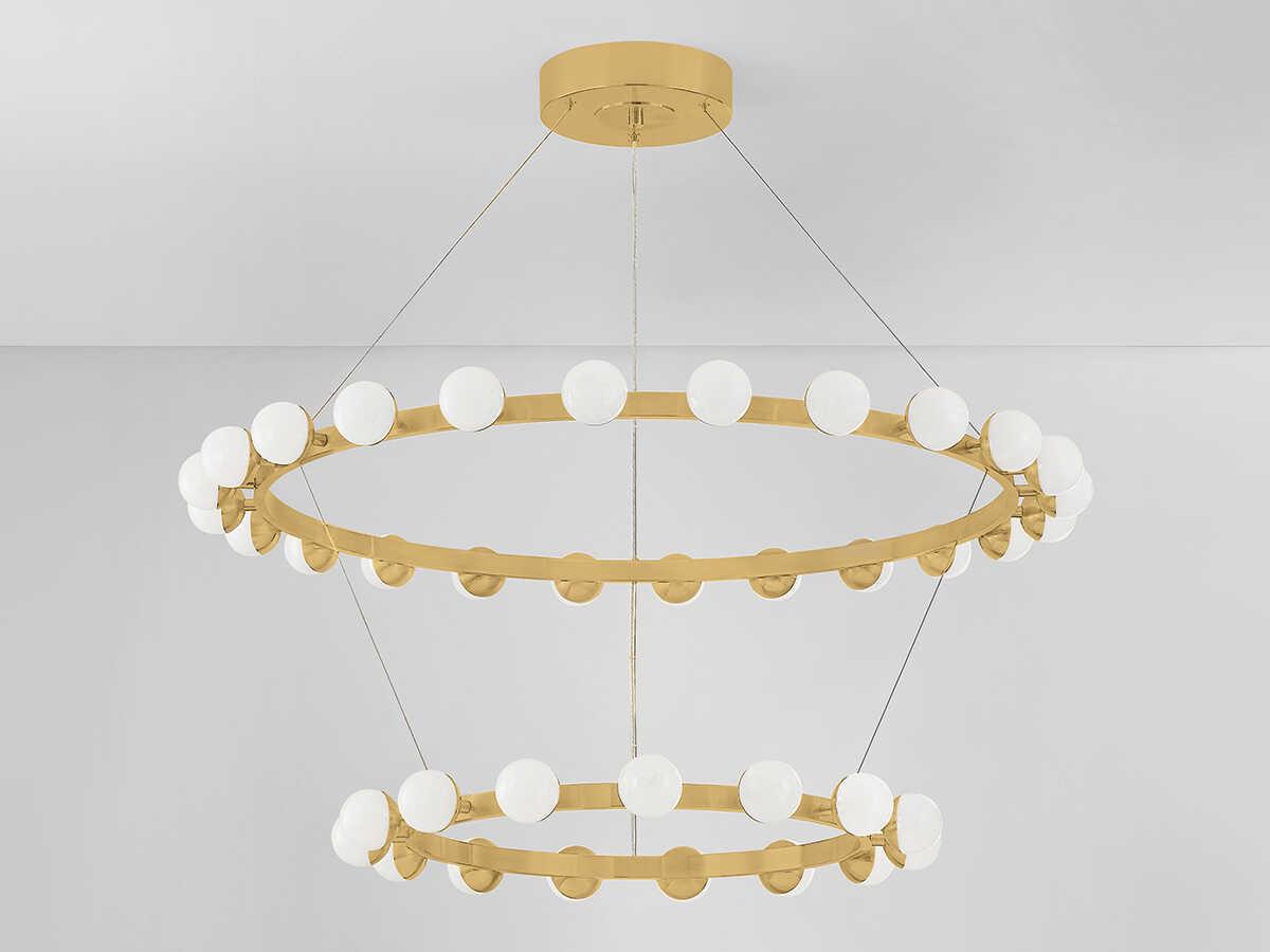 Corbett Lighting Linus 39-Light Vintage Brass Globe Tiered Chandelier