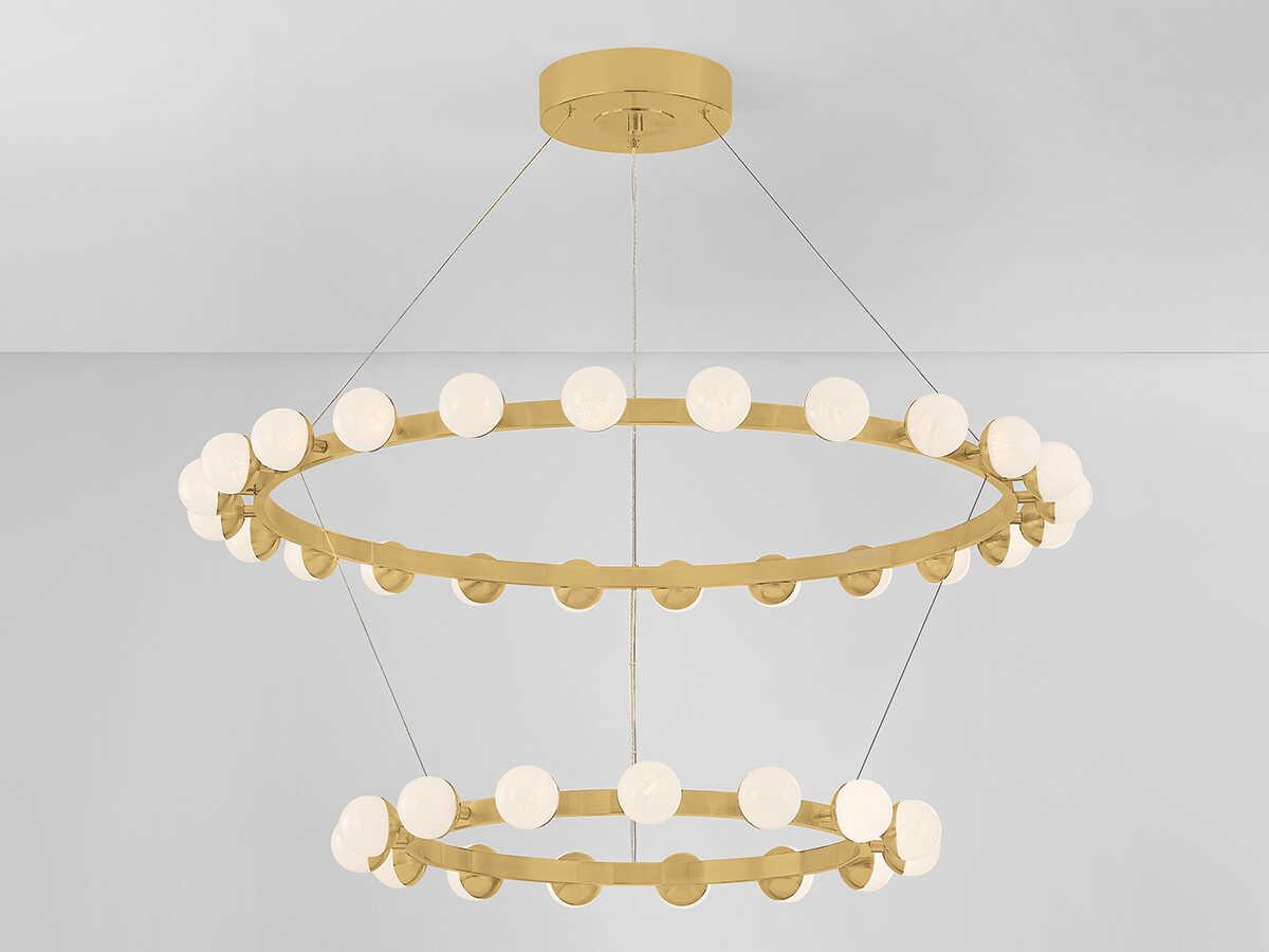 Corbett Lighting Linus 39-Light Vintage Brass Globe Tiered Chandelier