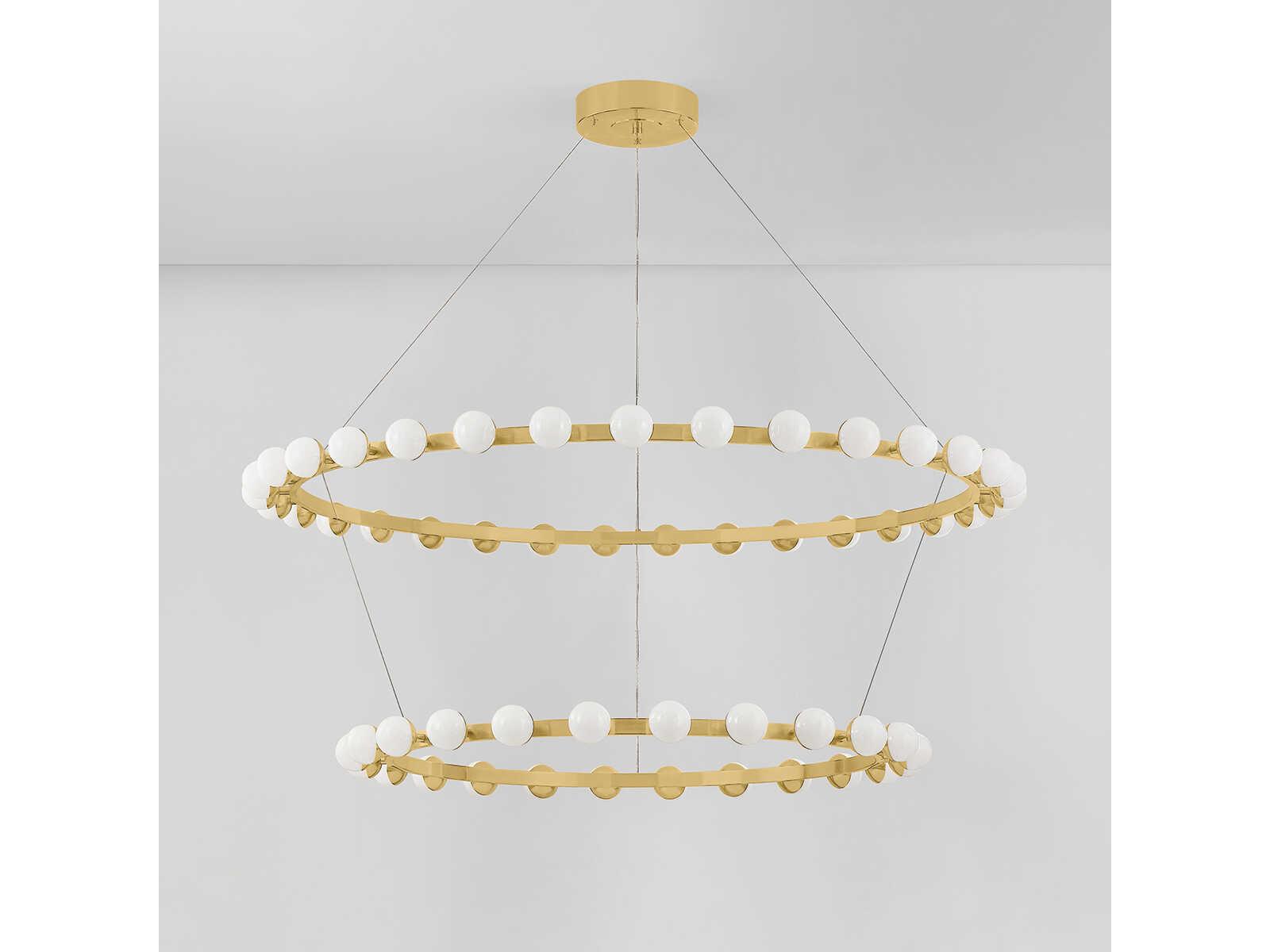 Corbett Lighting Linus 57-Light Vintage Brass Globe Tiered Chandelier