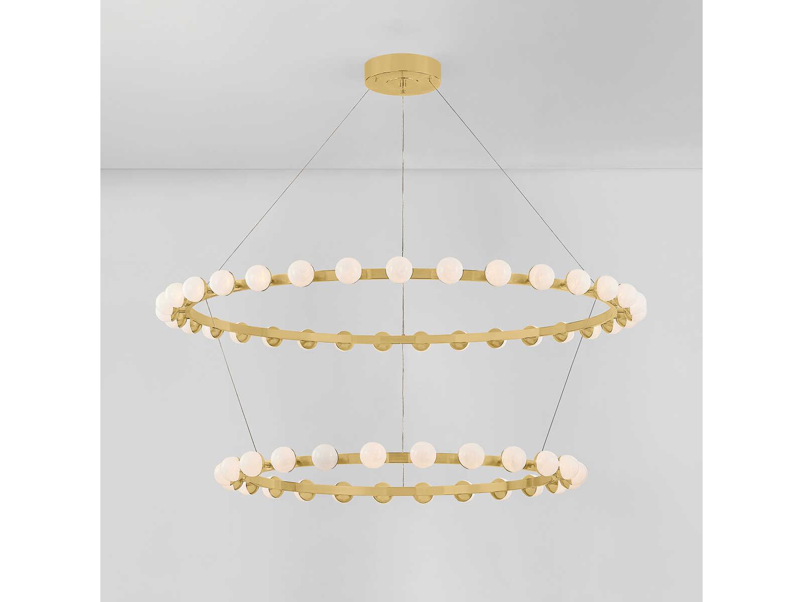 Corbett Lighting Linus 57-Light Vintage Brass Globe Tiered Chandelier